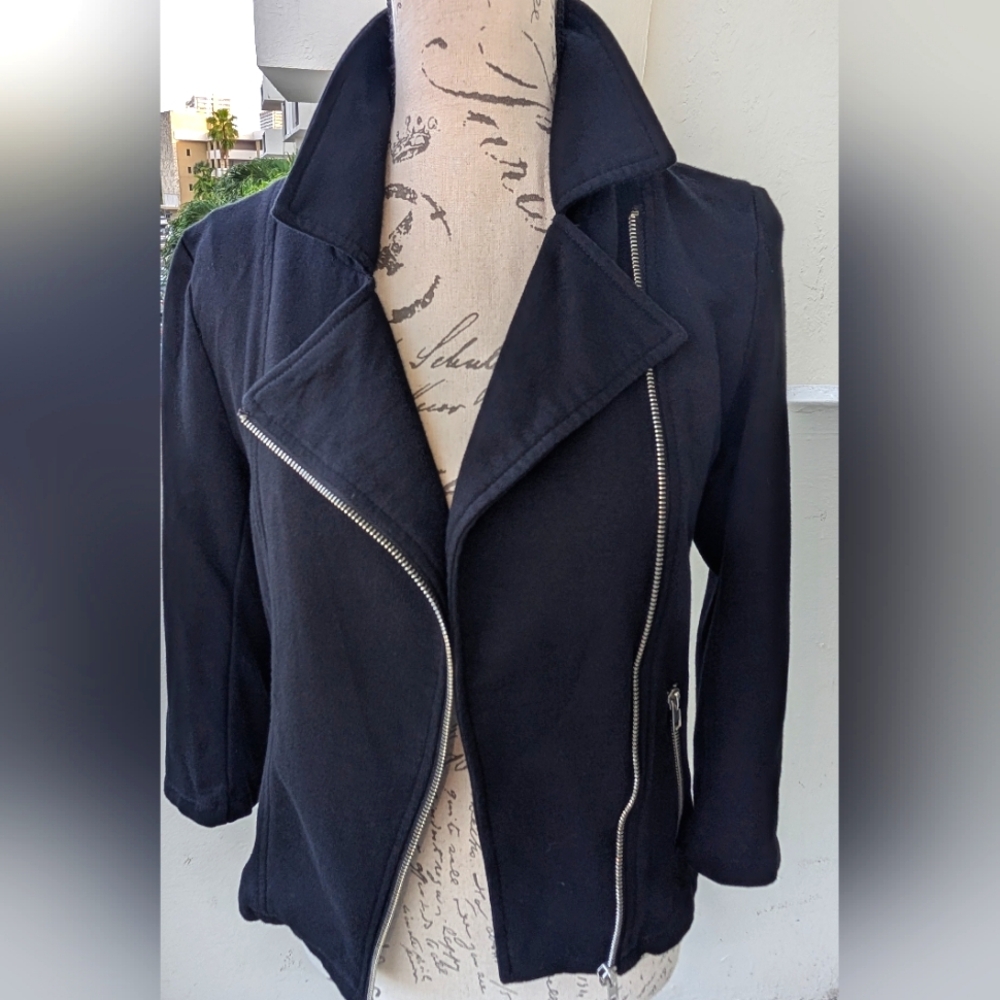 Forever 21 Biker Knit Sweater Blazer with Silver Zippers